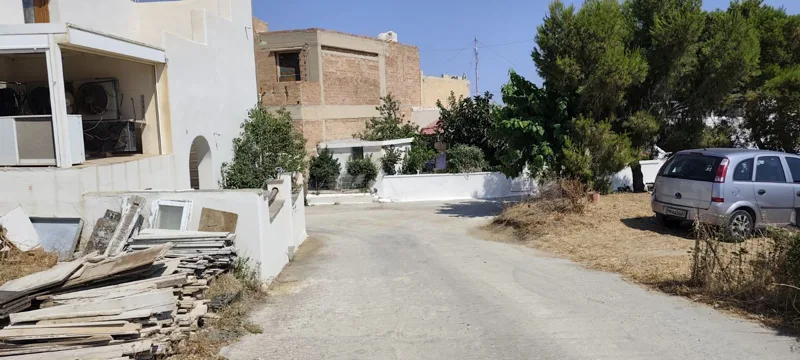 Village road and neighbouring buildings near the property